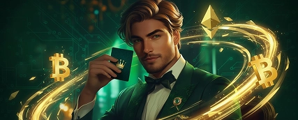 Crowngreen VIP bonus promotion with elegant casino gentleman